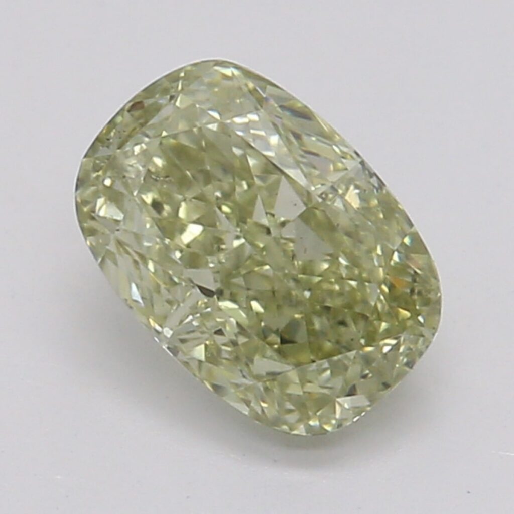 0.52 Ct. Fancy Grayish Greenish Yellow Cushion Diamond