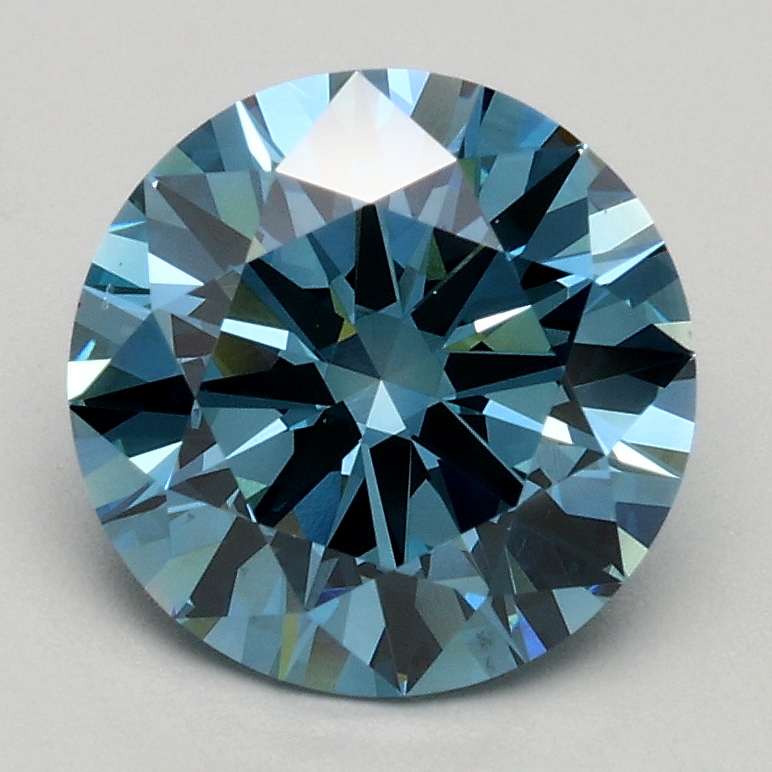 1.54 Ct. Fancy Intense Greenish Blue Round Lab Grown Diamond