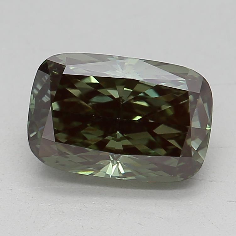 1.10 Ct. Fancy Vivid  Green Cushion Lab Grown Diamond