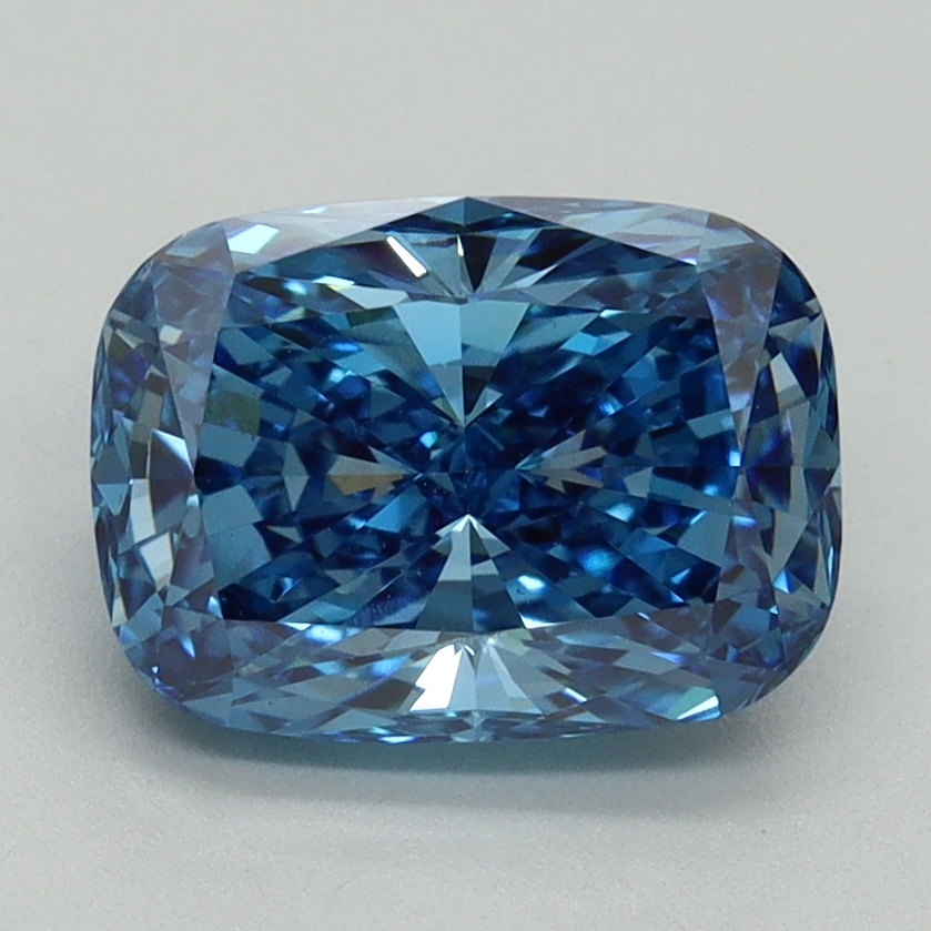 2.10 Ct. Fancy Vivid Blue Cushion Lab Grown Diamond