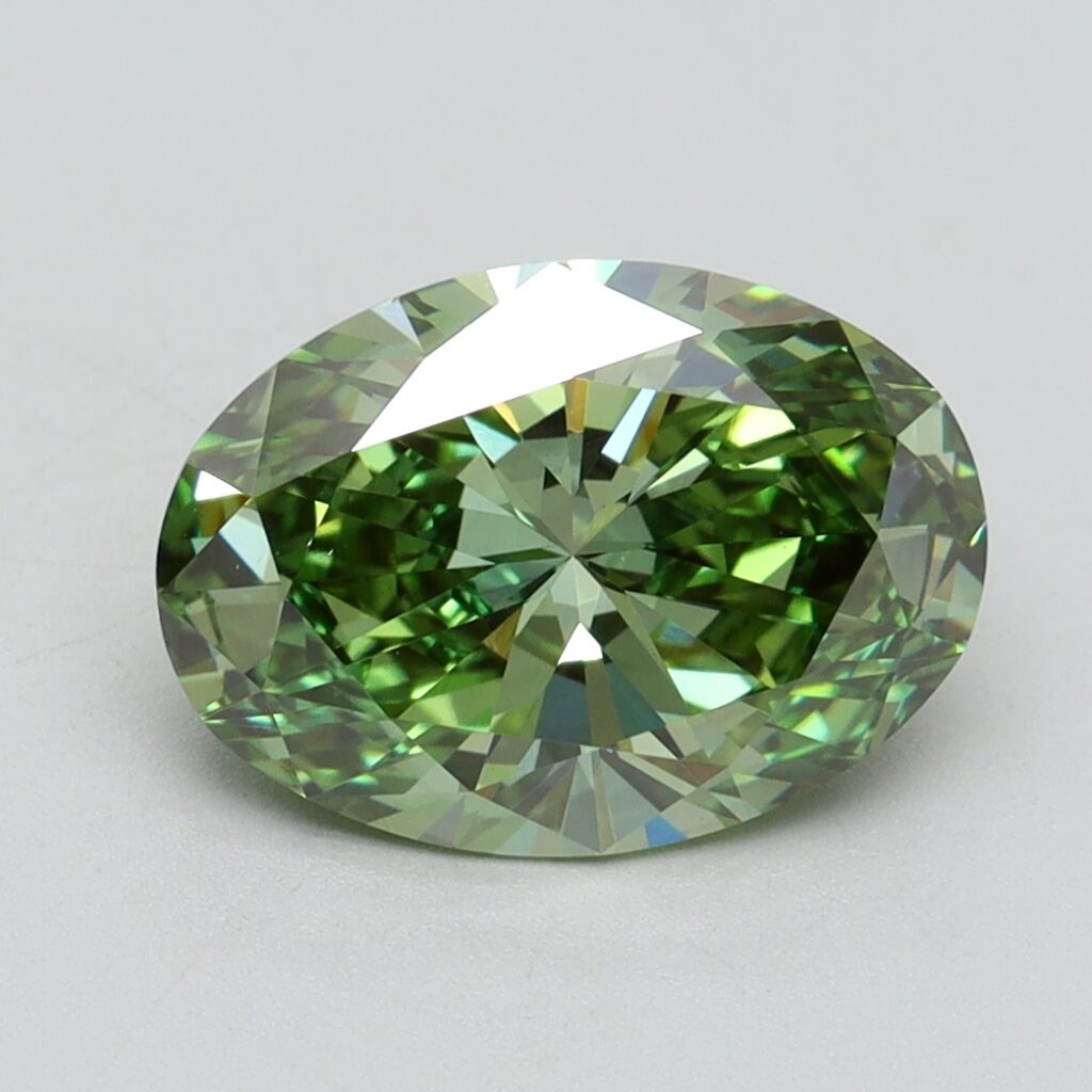 2.42 Ct. Fancy Vivid Green Oval Lab Grown Diamond