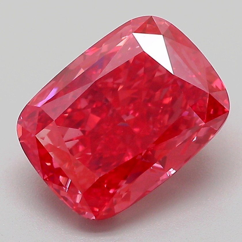 3.18 Ct. Fancy Vivid Pink Cushion Lab Grown Diamond