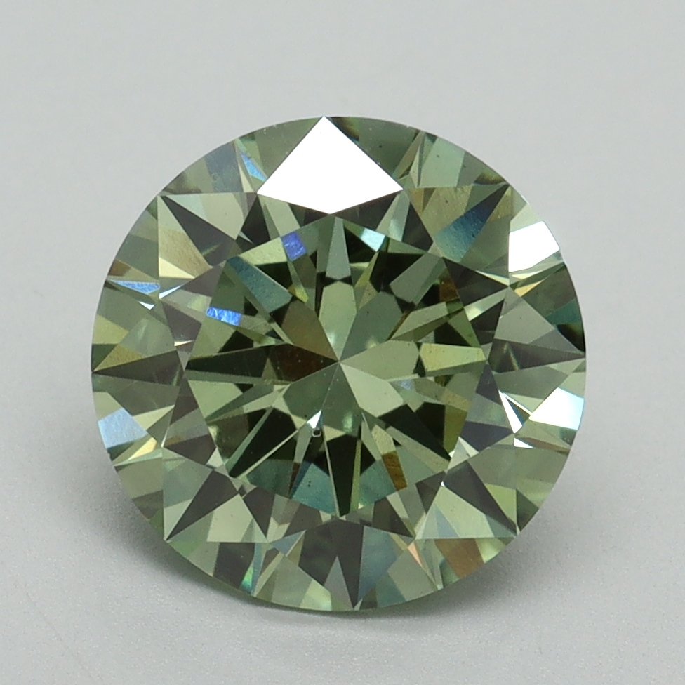 3.01 Ct. Fancy Vivid Green Round Lab Grown Diamond