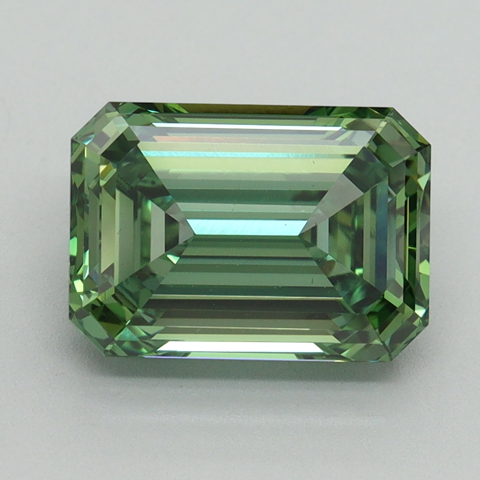 3.11 Ct. Fancy Vivid Green Emerald Lab Grown Diamond