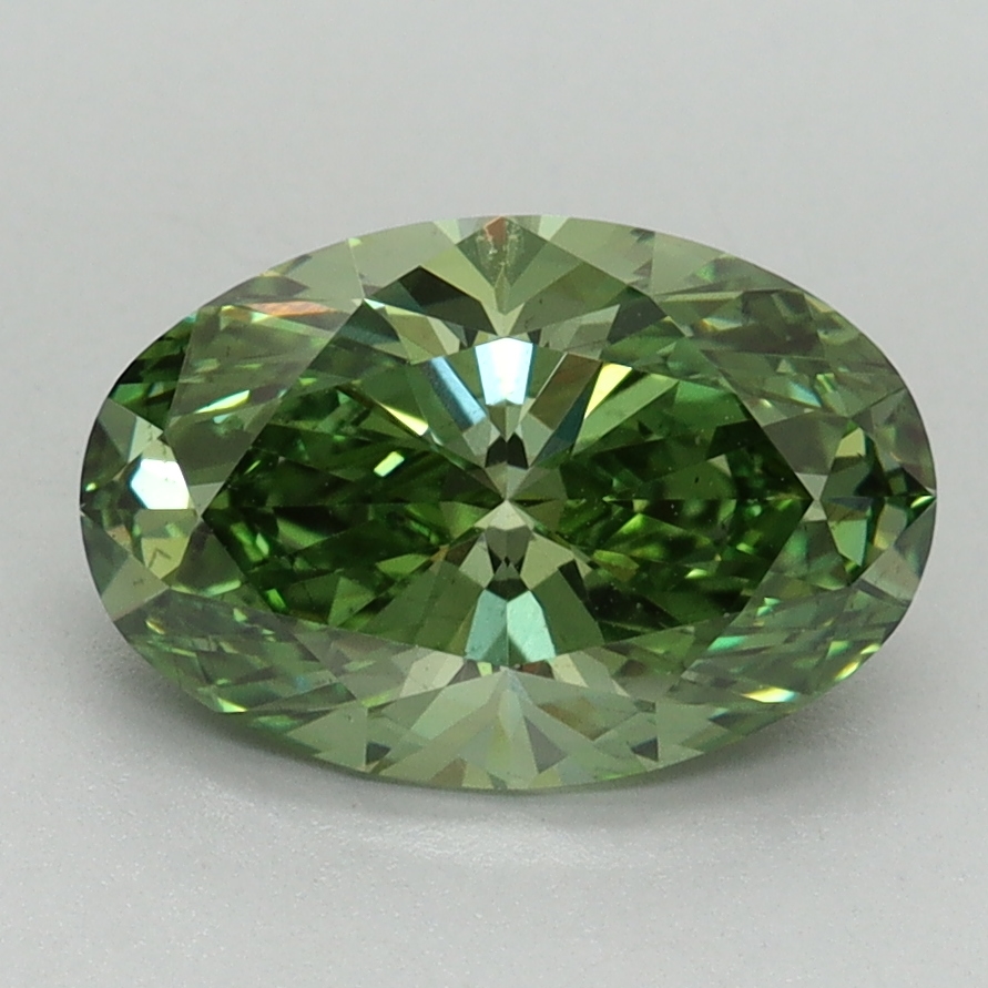 2.00 Ct. Fancy Vivid Green Oval Lab Grown Diamond