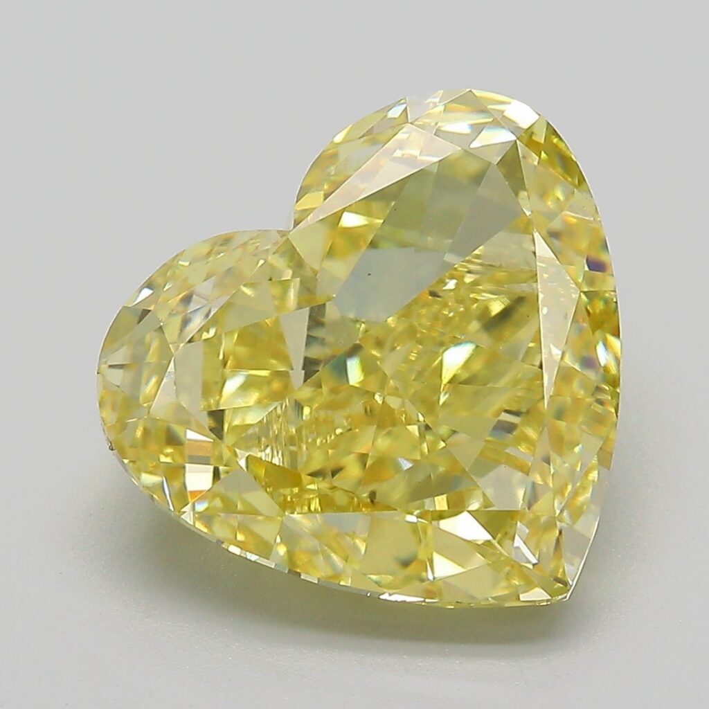 7.05 Ct. Fancy Intense  Yellow Heart Lab Grown Diamond