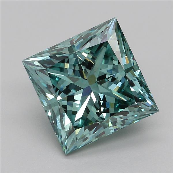 2.57 Ct. Fancy Vivid Green Princess Lab Grown Diamond