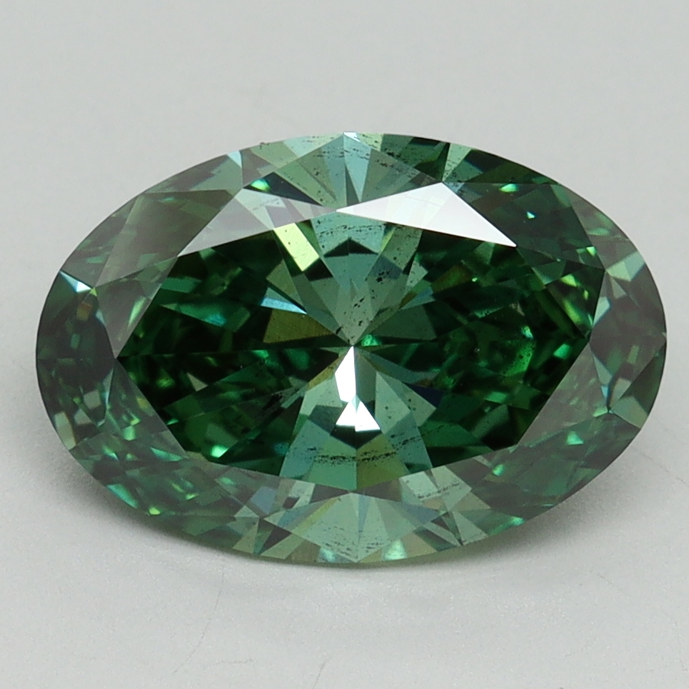 2.98 Ct. Fancy Vivid Pacific Green Oval Lab Grown Diamond