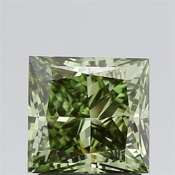 2.00 Ct. Fancy Vivid Green Princess Lab Grown Diamond