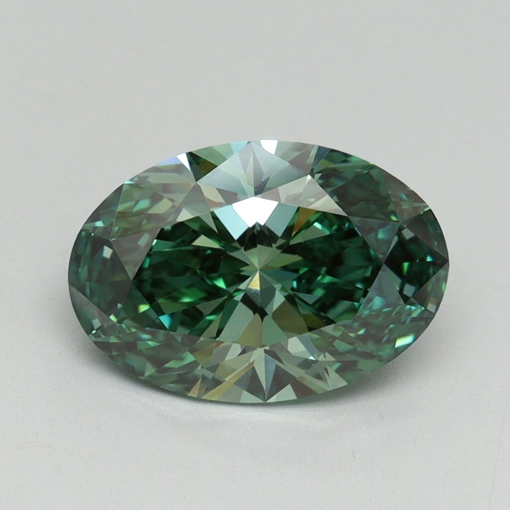 2.55 Ct. Fancy Vivid Green Oval Lab Grown Diamond