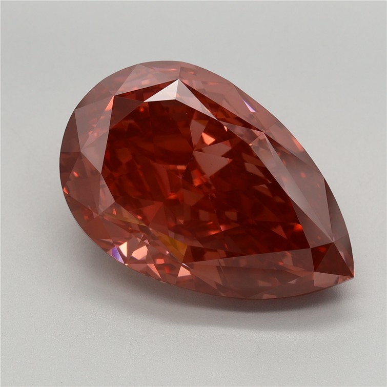 7.54 Ct. Fancy Vivid Brownish Pink Pear Lab Grown Diamond
