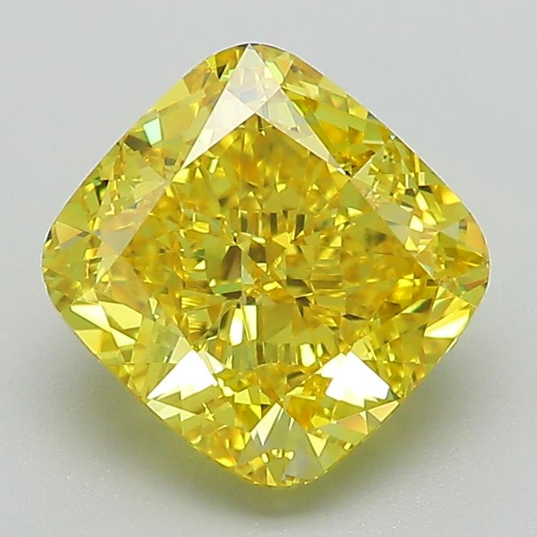 2.62 Ct. Fancy Vivid Yellow Cushion Lab Grown Diamond