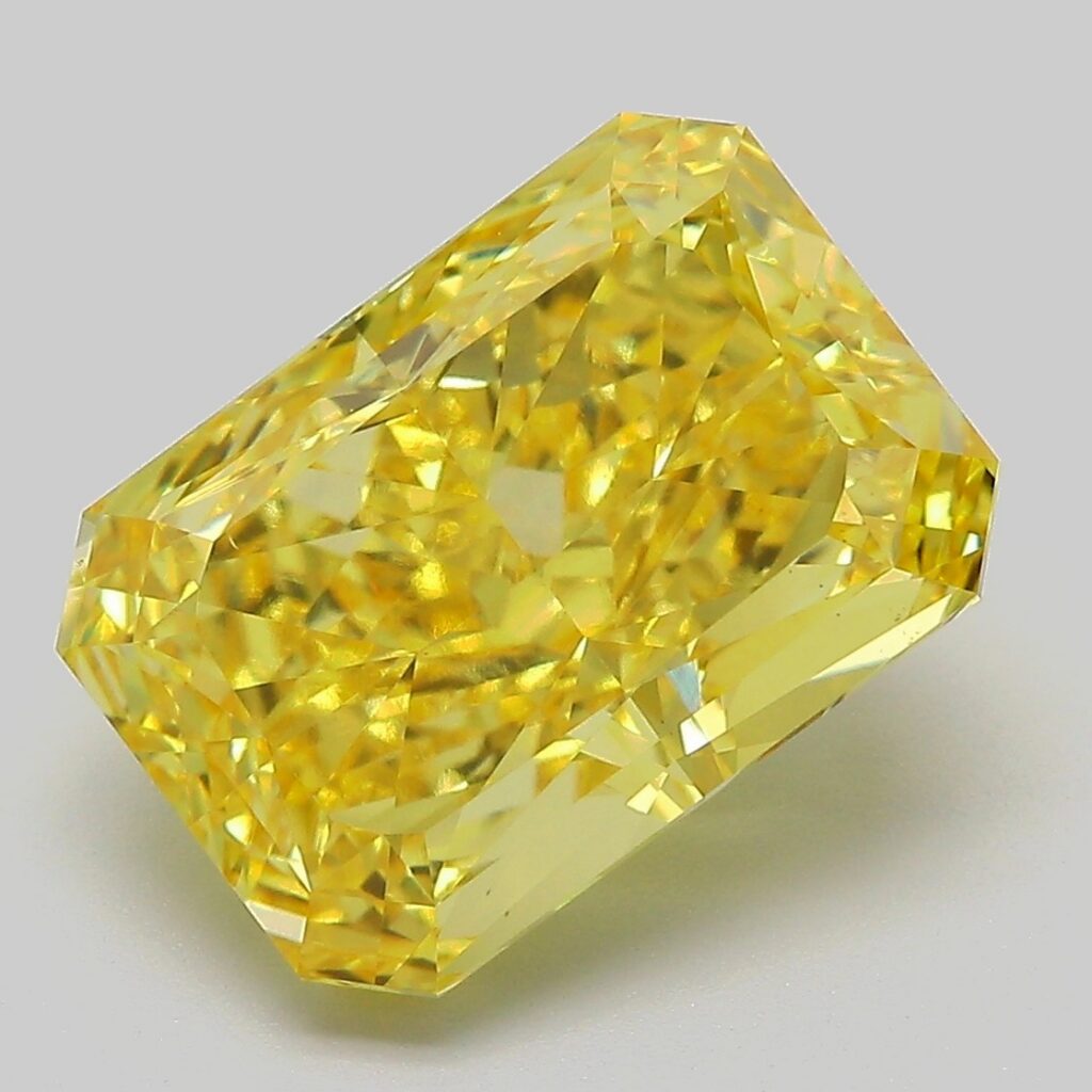 6.52 Ct. Fancy Vivid Yellow Radiant Lab Grown Diamond
