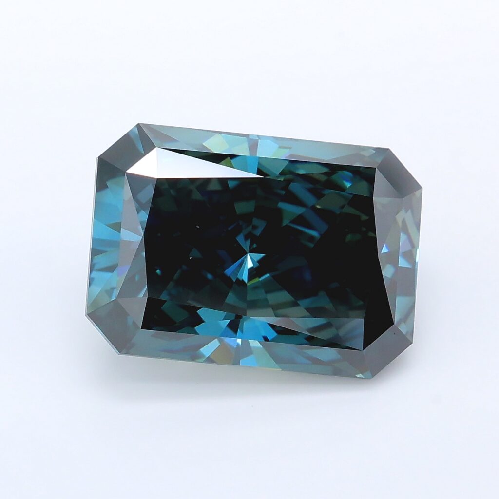 6.11 Ct. Fancy Deep Green Blue Radiant Lab Grown Diamond