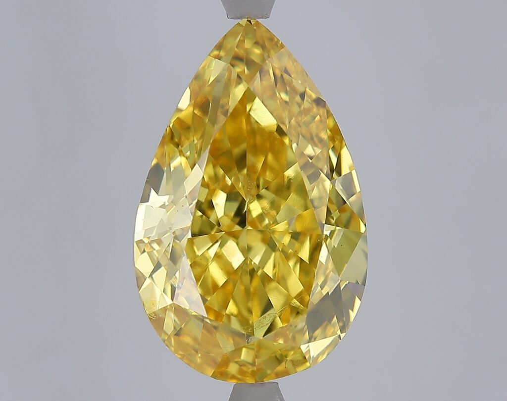 9.08 Ct. Fancy Vivid Yellow Yellow Pear Lab Grown Diamond