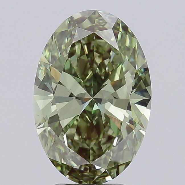 4.06 Ct. Fancy Vivid  Green Oval Lab Grown Diamond