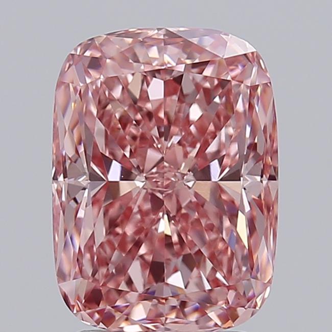 2.55 Ct. Fancy Vivid  Pink Cushion Lab Grown Diamond