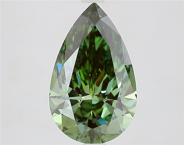 3.32 Ct. Fancy Vivid  Green Pear Lab Grown Diamond