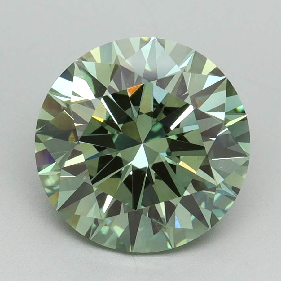 3.01 Ct. Fancy Vivid Green Round Lab Grown Diamond
