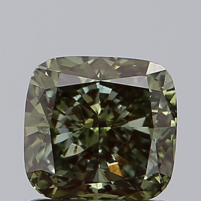 1.08 Ct. Fancy Intense  Green Cushion Lab Grown Diamond