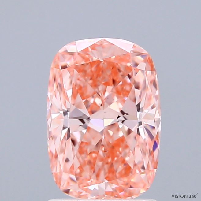 1.51 Ct. Fancy Vivid  Pink Cushion Lab Grown Diamond