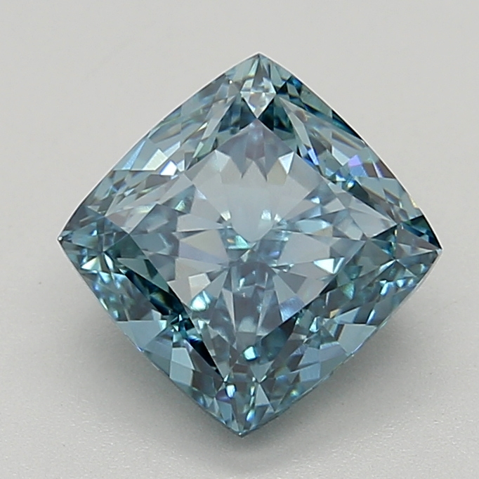 3.39 Ct. Fancy Vivid  Blue Cushion Lab Grown Diamond