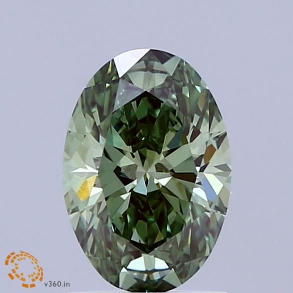 1.02 Ct. Fancy Vivid  Green Oval Lab Grown Diamond