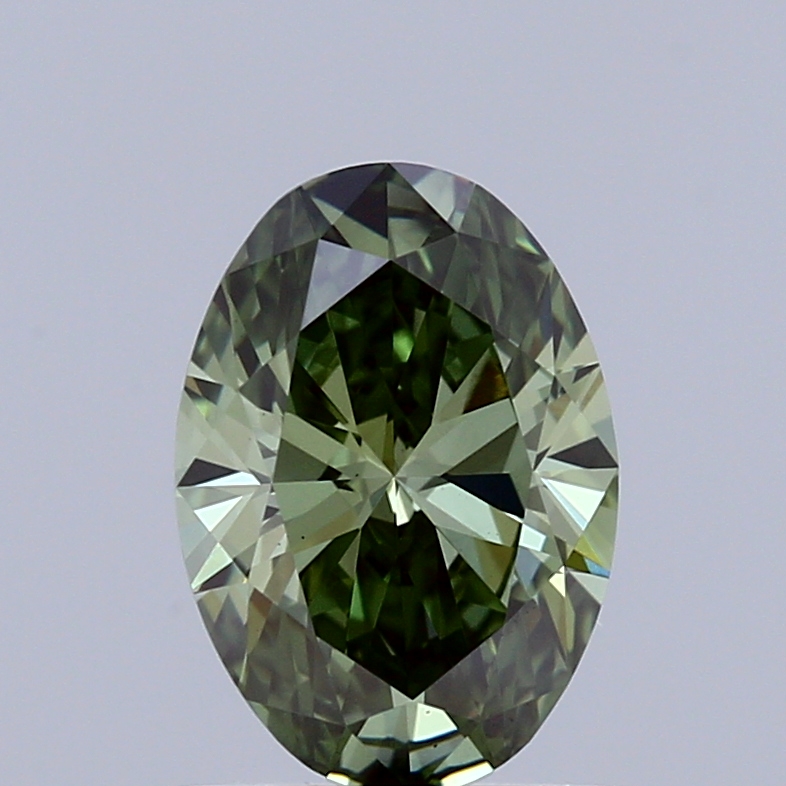 1.01 Ct. Fancy Vivid  Green Oval Lab Grown Diamond